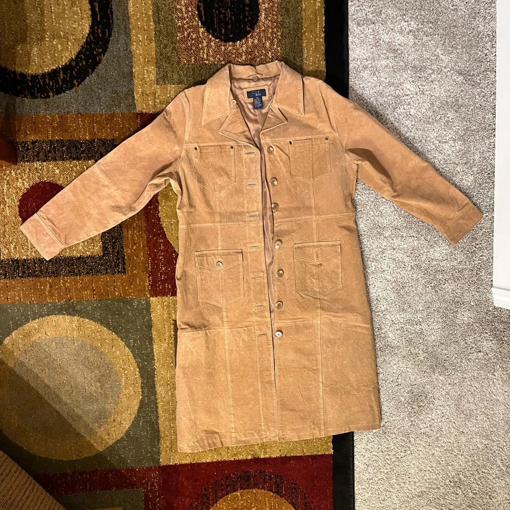 RAG Brown XL Long Leather Jacket